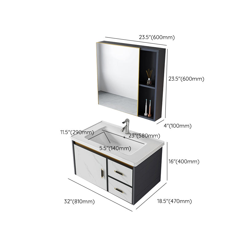 Modern Style Bath Vanity Dirt Resistant Wall Mount Bath Vanity with Faucet Clearhalo 'Bathroom Remodel & Bathroom Fixtures' 'Bathroom Vanities' 'bathroom_vanities' 'Home Improvement' 'home_improvement' 'home_improvement_bathroom_vanities' 7207063