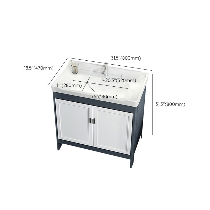 Mirror Bathroom Vanity Freestanding Rectangular Single Sink Metal Frame Vanity with Doors Clearhalo 'Bathroom Remodel & Bathroom Fixtures' 'Bathroom Vanities' 'bathroom_vanities' 'Home Improvement' 'home_improvement' 'home_improvement_bathroom_vanities' 7207212