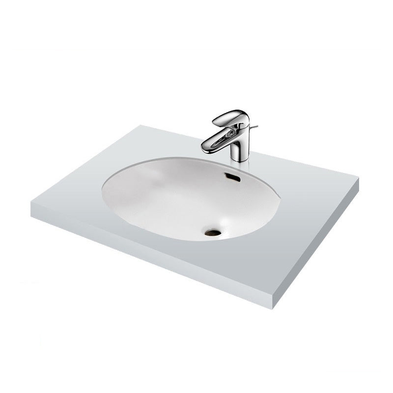 Oval Bathroom Sink Modern Style Overflow Hole Design Ceramic Bathroom Sink Only Clearhalo 'Bathroom Remodel & Bathroom Fixtures' 'Bathroom Sinks & Faucet Components' 'Bathroom Sinks' 'bathroom_sink' 'Home Improvement' 'home_improvement' 'home_improvement_bathroom_sink' 7208570