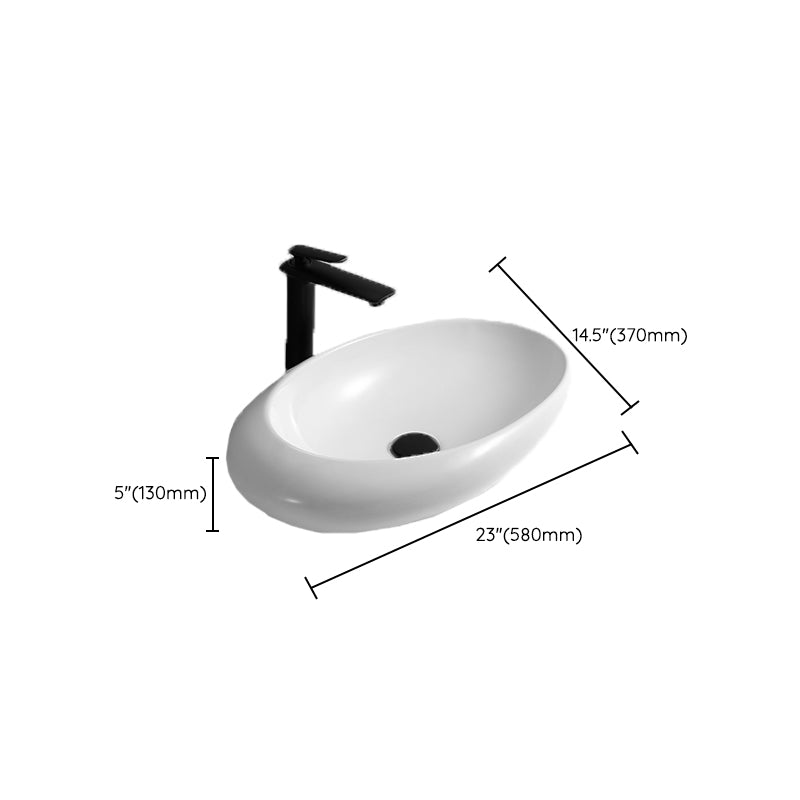 Contemporary Bathroom Sink with Pop-Up Drain Porcelain Oval-Shape Vessel Lavatory Sink Clearhalo 'Bathroom Remodel & Bathroom Fixtures' 'Bathroom Sinks & Faucet Components' 'Bathroom Sinks' 'bathroom_sink' 'Home Improvement' 'home_improvement' 'home_improvement_bathroom_sink' 7208999