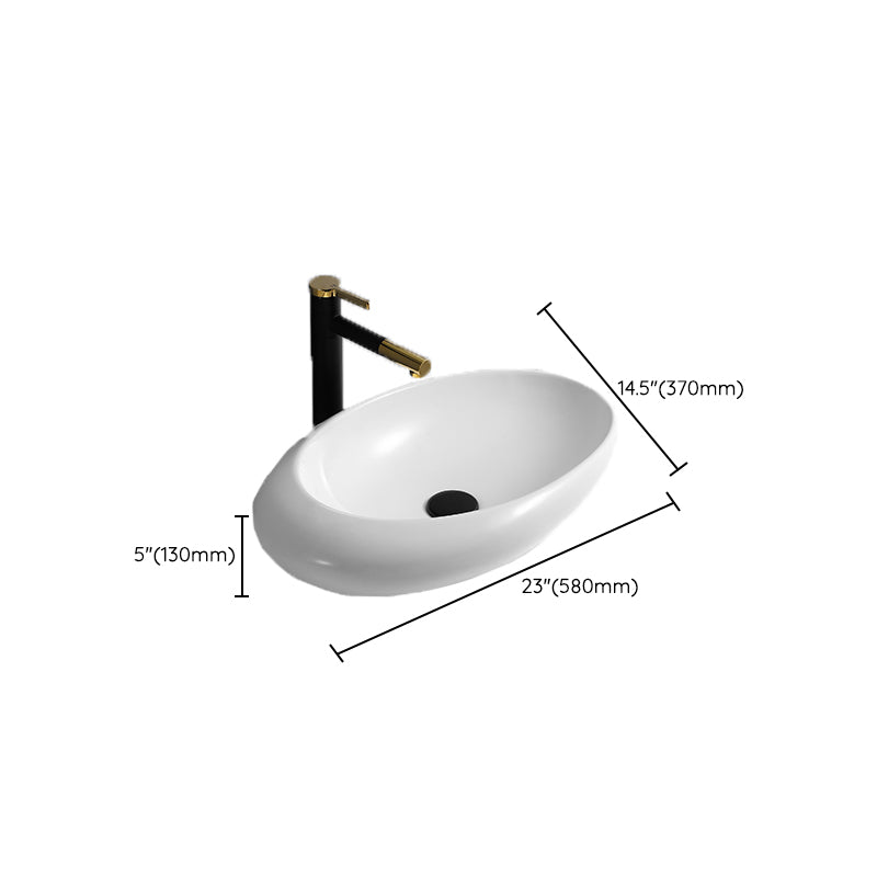 Contemporary Bathroom Sink with Pop-Up Drain Porcelain Oval-Shape Vessel Lavatory Sink Clearhalo 'Bathroom Remodel & Bathroom Fixtures' 'Bathroom Sinks & Faucet Components' 'Bathroom Sinks' 'bathroom_sink' 'Home Improvement' 'home_improvement' 'home_improvement_bathroom_sink' 7209003