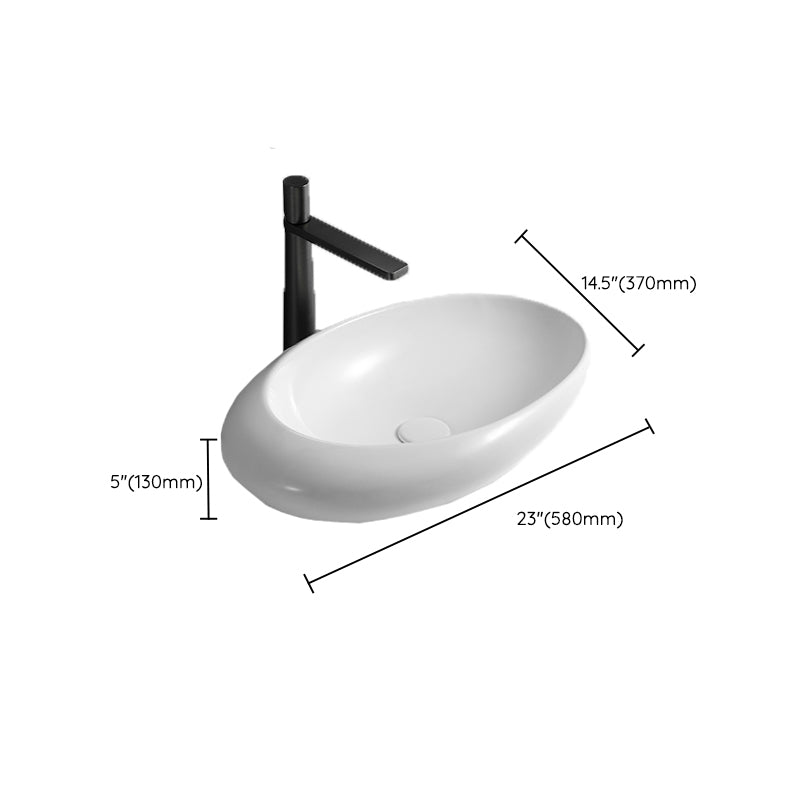 Contemporary Bathroom Sink with Pop-Up Drain Porcelain Oval-Shape Vessel Lavatory Sink Clearhalo 'Bathroom Remodel & Bathroom Fixtures' 'Bathroom Sinks & Faucet Components' 'Bathroom Sinks' 'bathroom_sink' 'Home Improvement' 'home_improvement' 'home_improvement_bathroom_sink' 7209005