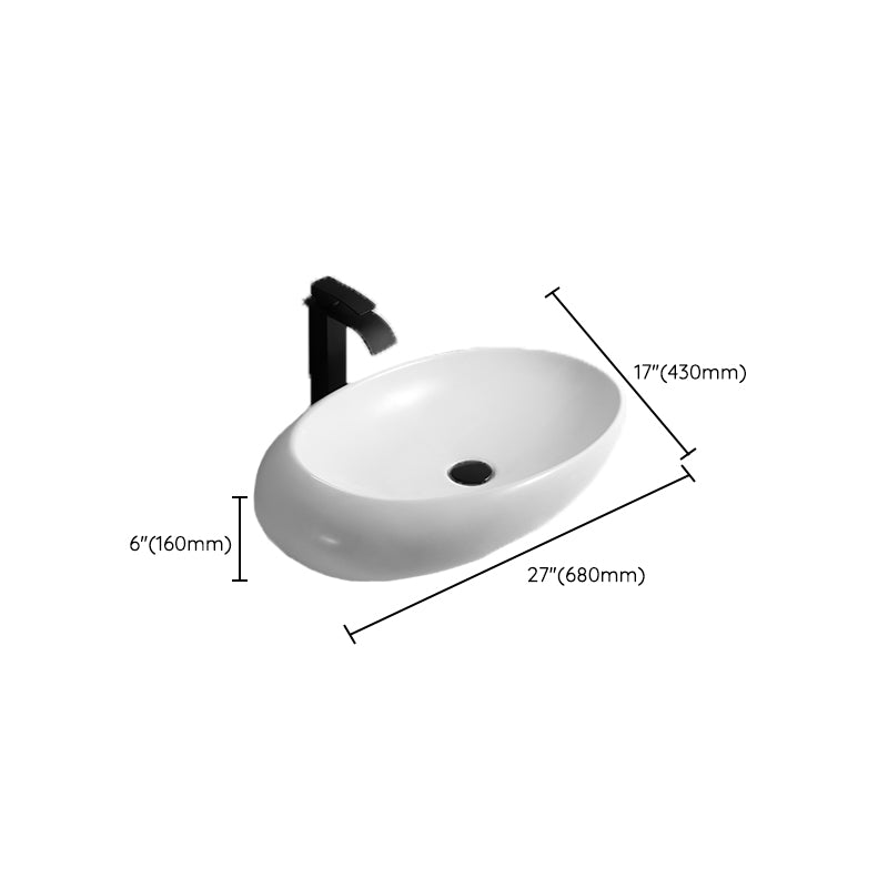 Contemporary Bathroom Sink with Pop-Up Drain Porcelain Oval-Shape Vessel Lavatory Sink Clearhalo 'Bathroom Remodel & Bathroom Fixtures' 'Bathroom Sinks & Faucet Components' 'Bathroom Sinks' 'bathroom_sink' 'Home Improvement' 'home_improvement' 'home_improvement_bathroom_sink' 7209006