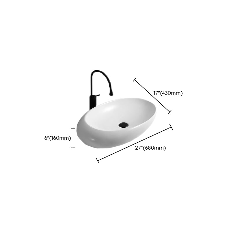 Contemporary Bathroom Sink with Pop-Up Drain Porcelain Oval-Shape Vessel Lavatory Sink Clearhalo 'Bathroom Remodel & Bathroom Fixtures' 'Bathroom Sinks & Faucet Components' 'Bathroom Sinks' 'bathroom_sink' 'Home Improvement' 'home_improvement' 'home_improvement_bathroom_sink' 7209009