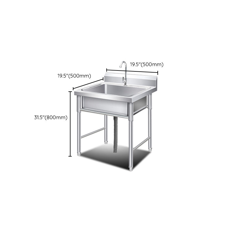 Classic Kitchen Sink Stainless Steel Workstation Sink with Faucet Clearhalo 'Home Improvement' 'home_improvement' 'home_improvement_kitchen_sinks' 'Kitchen Remodel & Kitchen Fixtures' 'Kitchen Sinks & Faucet Components' 'Kitchen Sinks' 'kitchen_sinks' 7209096