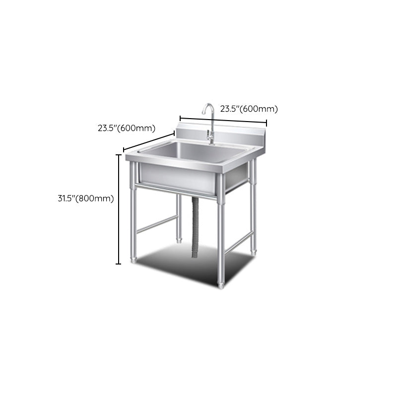 Classic Kitchen Sink Stainless Steel Workstation Sink with Faucet Clearhalo 'Home Improvement' 'home_improvement' 'home_improvement_kitchen_sinks' 'Kitchen Remodel & Kitchen Fixtures' 'Kitchen Sinks & Faucet Components' 'Kitchen Sinks' 'kitchen_sinks' 7209097