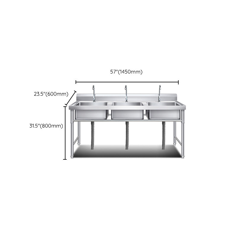 Classic Kitchen Sink Stainless Steel Workstation Sink with Faucet Clearhalo 'Home Improvement' 'home_improvement' 'home_improvement_kitchen_sinks' 'Kitchen Remodel & Kitchen Fixtures' 'Kitchen Sinks & Faucet Components' 'Kitchen Sinks' 'kitchen_sinks' 7209102