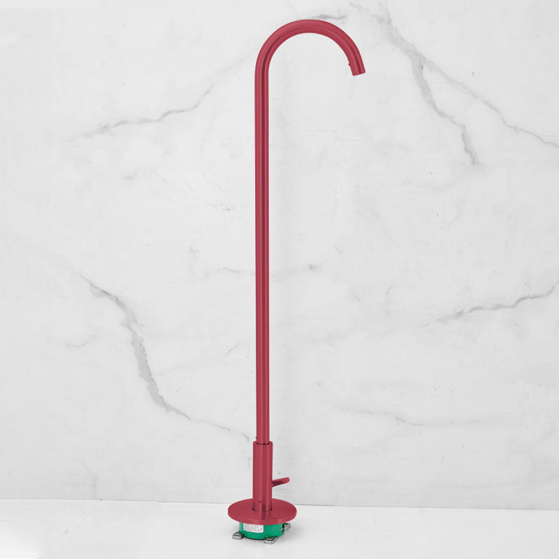 Contemporary Brass Freestanding Bathtub Faucet High Arc Bathtub Faucet Red Sensor Faucet Clearhalo 'Bathroom Remodel & Bathroom Fixtures' 'Bathtub Faucets' 'bathtub_faucets' 'Home Improvement' 'home_improvement' 'home_improvement_bathtub_faucets' 7209479