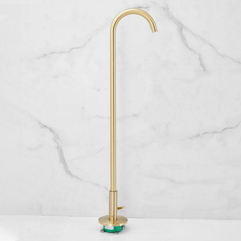 Contemporary Brass Freestanding Bathtub Faucet High Arc Bathtub Faucet Gold Sensor Faucet Clearhalo 'Bathroom Remodel & Bathroom Fixtures' 'Bathtub Faucets' 'bathtub_faucets' 'Home Improvement' 'home_improvement' 'home_improvement_bathtub_faucets' 7209484