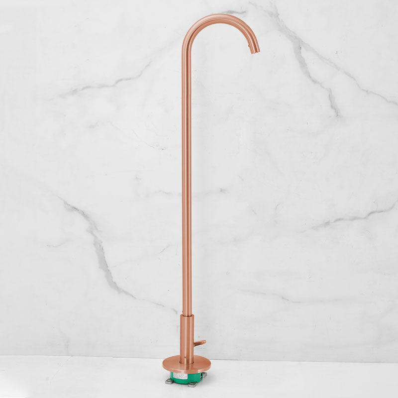 Contemporary Brass Freestanding Bathtub Faucet High Arc Bathtub Faucet Rose Gold Sensor Faucet Clearhalo 'Bathroom Remodel & Bathroom Fixtures' 'Bathtub Faucets' 'bathtub_faucets' 'Home Improvement' 'home_improvement' 'home_improvement_bathtub_faucets' 7209491