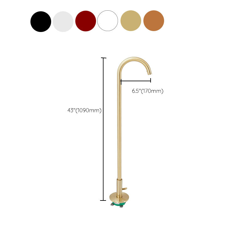 Contemporary Brass Freestanding Bathtub Faucet High Arc Bathtub Faucet Clearhalo 'Bathroom Remodel & Bathroom Fixtures' 'Bathtub Faucets' 'bathtub_faucets' 'Home Improvement' 'home_improvement' 'home_improvement_bathtub_faucets' 7209493