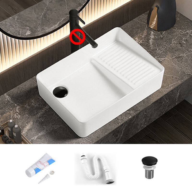 Modern Bathroom Sink Pop-Up Drain Porcelain Solid Color Rectangular Vessel Bathroom Sink 18.5"L x 12.6"W x 4.3"H Right Washboard Sink Clearhalo 'Bathroom Remodel & Bathroom Fixtures' 'Bathroom Sinks & Faucet Components' 'Bathroom Sinks' 'bathroom_sink' 'Home Improvement' 'home_improvement' 'home_improvement_bathroom_sink' 7209550