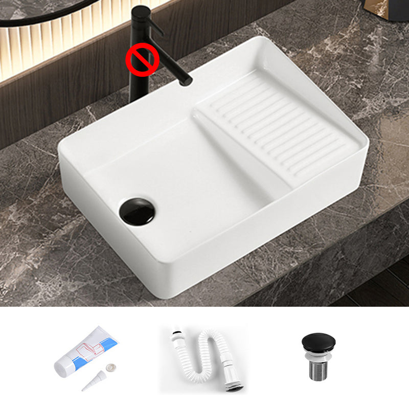 Modern Bathroom Sink Pop-Up Drain Porcelain Solid Color Rectangular Vessel Bathroom Sink 20.3"L x 13.4"W x 4.7"H Right Washboard Sink Clearhalo 'Bathroom Remodel & Bathroom Fixtures' 'Bathroom Sinks & Faucet Components' 'Bathroom Sinks' 'bathroom_sink' 'Home Improvement' 'home_improvement' 'home_improvement_bathroom_sink' 7209557