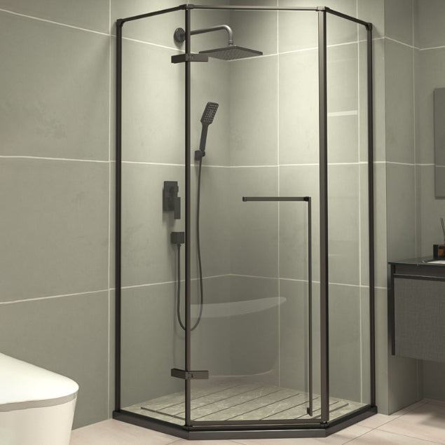 Framed Tempered Shower Doors Hinged Tempered Shower Bath Door Grey Left Clearhalo 'Bathroom Remodel & Bathroom Fixtures' 'Home Improvement' 'home_improvement' 'home_improvement_shower_tub_doors' 'Shower and Tub Doors' 'shower_tub_doors' 'Showers & Bathtubs' 7209855