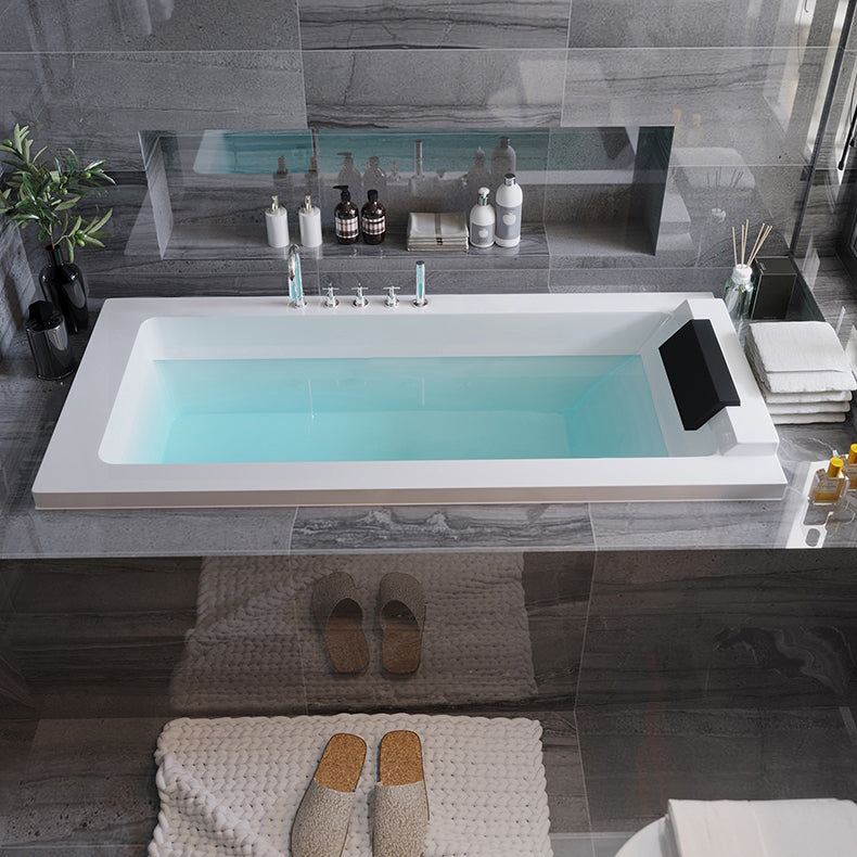 Modern Rectangular Bathtub Acrylic Drop in White Soaking Bath 71"L x 30"W x 19"H Tub with Silver 5-Piece Set Clearhalo 'Bathroom Remodel & Bathroom Fixtures' 'Bathtubs' 'Home Improvement' 'home_improvement' 'home_improvement_bathtubs' 'Showers & Bathtubs' 7213846