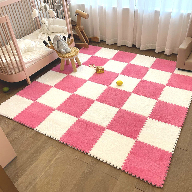 Modern Carpet Floor Tile Plush Cut Loose Lay Non-Skid Carpet Tile Rose Red-White 10-Piece Set Clearhalo 'Carpet Tiles & Carpet Squares' 'carpet_tiles_carpet_squares' 'Flooring 'Home Improvement' 'home_improvement' 'home_improvement_carpet_tiles_carpet_squares' Walls and Ceiling' 7215980