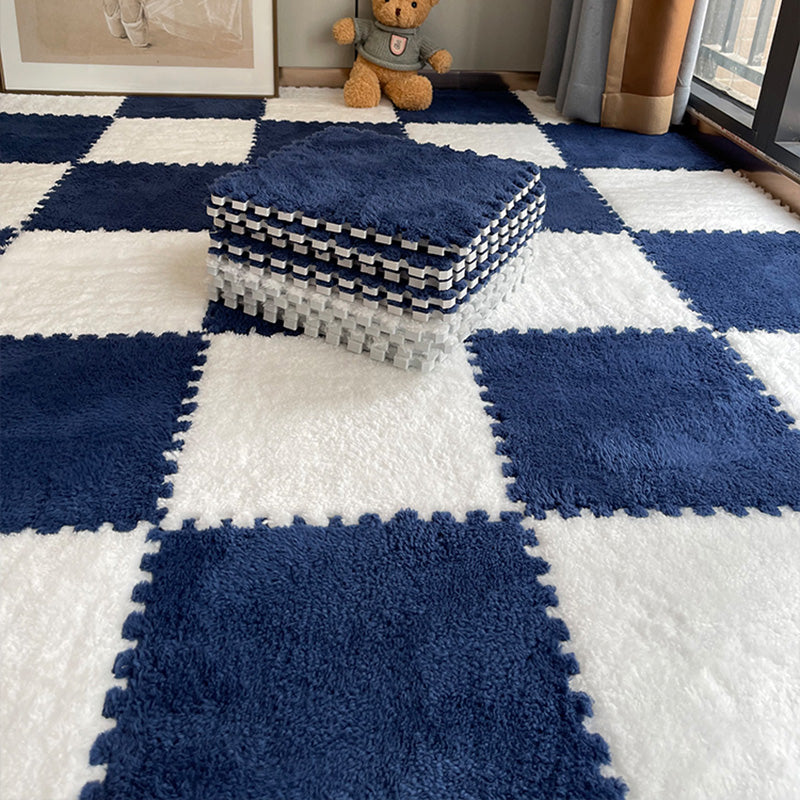 Modern Carpet Floor Tile Plush Cut Loose Lay Non-Skid Carpet Tile Royal Blue-White 10-Piece Set Clearhalo 'Carpet Tiles & Carpet Squares' 'carpet_tiles_carpet_squares' 'Flooring 'Home Improvement' 'home_improvement' 'home_improvement_carpet_tiles_carpet_squares' Walls and Ceiling' 7215981