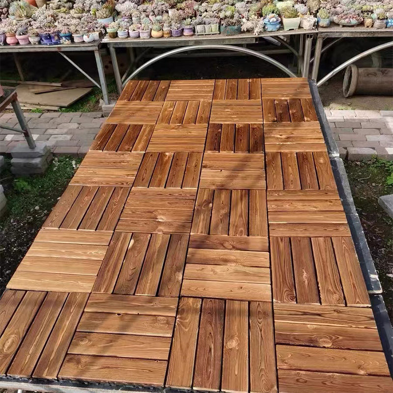 Tradition Wood Tile Wire Brushed Square Engineered Wood for Patio Garden Dark Brown Clearhalo 'Flooring 'Hardwood Flooring' 'hardwood_flooring' 'Home Improvement' 'home_improvement' 'home_improvement_hardwood_flooring' Walls and Ceiling' 7216216