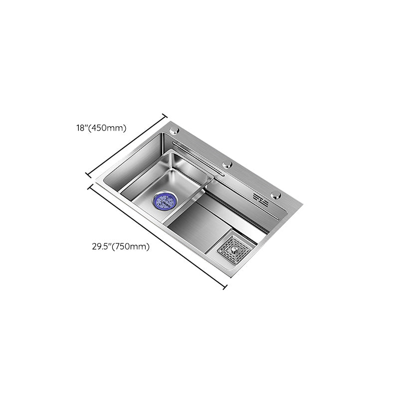 Modern Kitchen Sink Stainless Rectangular Pull-out Faucet Kitchen Sink Clearhalo 'Home Improvement' 'home_improvement' 'home_improvement_kitchen_sinks' 'Kitchen Remodel & Kitchen Fixtures' 'Kitchen Sinks & Faucet Components' 'Kitchen Sinks' 'kitchen_sinks' 7216403