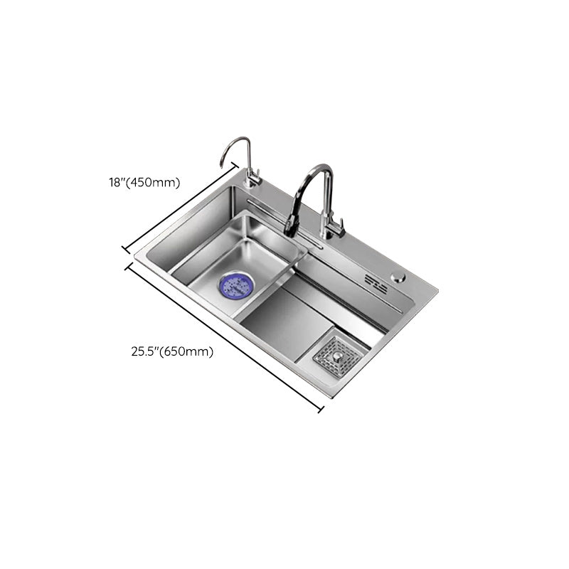 Modern Kitchen Sink Stainless Rectangular Pull-out Faucet Kitchen Sink Clearhalo 'Home Improvement' 'home_improvement' 'home_improvement_kitchen_sinks' 'Kitchen Remodel & Kitchen Fixtures' 'Kitchen Sinks & Faucet Components' 'Kitchen Sinks' 'kitchen_sinks' 7216422