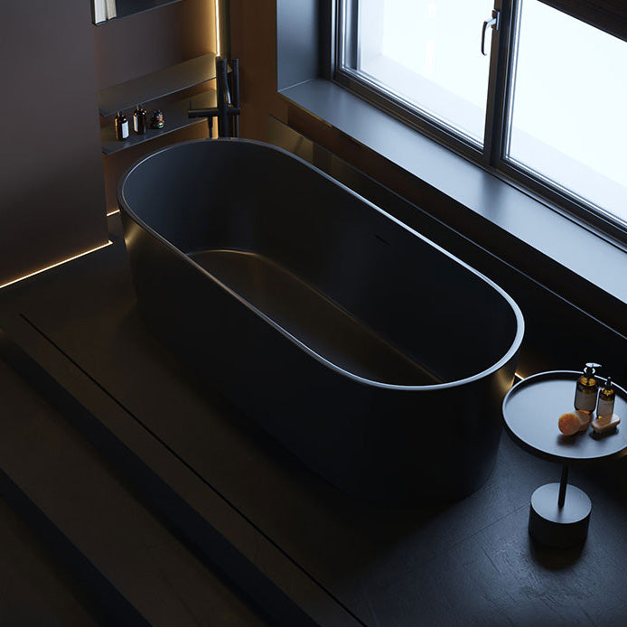 Freestanding Soaking Bathtub Oval Antique Finish Modern Bath Tub Black 71"L x 31"W x 22"H Clearhalo 'Bathroom Remodel & Bathroom Fixtures' 'Bathtubs' 'Home Improvement' 'home_improvement' 'home_improvement_bathtubs' 'Showers & Bathtubs' 7218721