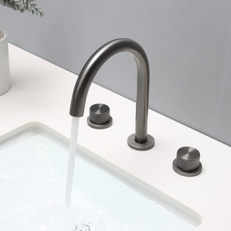 Widespread Bathroom Sink Faucet Knob Handle Swivel Spout High-Arc Faucet Clearhalo 'Bathroom Remodel & Bathroom Fixtures' 'Bathroom Sink Faucets' 'Bathroom Sinks & Faucet Components' 'bathroom_sink_faucets' 'Home Improvement' 'home_improvement' 'home_improvement_bathroom_sink_faucets' 7221157