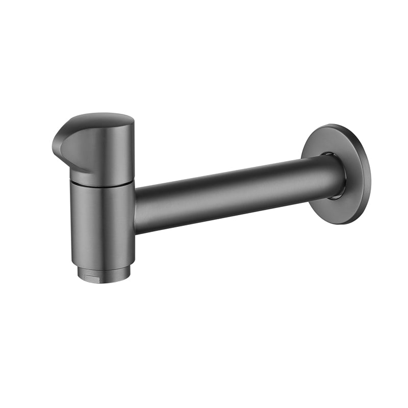 Widespread Wall Mounted Bathroom Sink Faucet Cross Handle Low Arc Faucet Gun Grey 6"L Top Handle Clearhalo 'Bathroom Remodel & Bathroom Fixtures' 'Bathroom Sink Faucets' 'Bathroom Sinks & Faucet Components' 'bathroom_sink_faucets' 'Home Improvement' 'home_improvement' 'home_improvement_bathroom_sink_faucets' 7221177