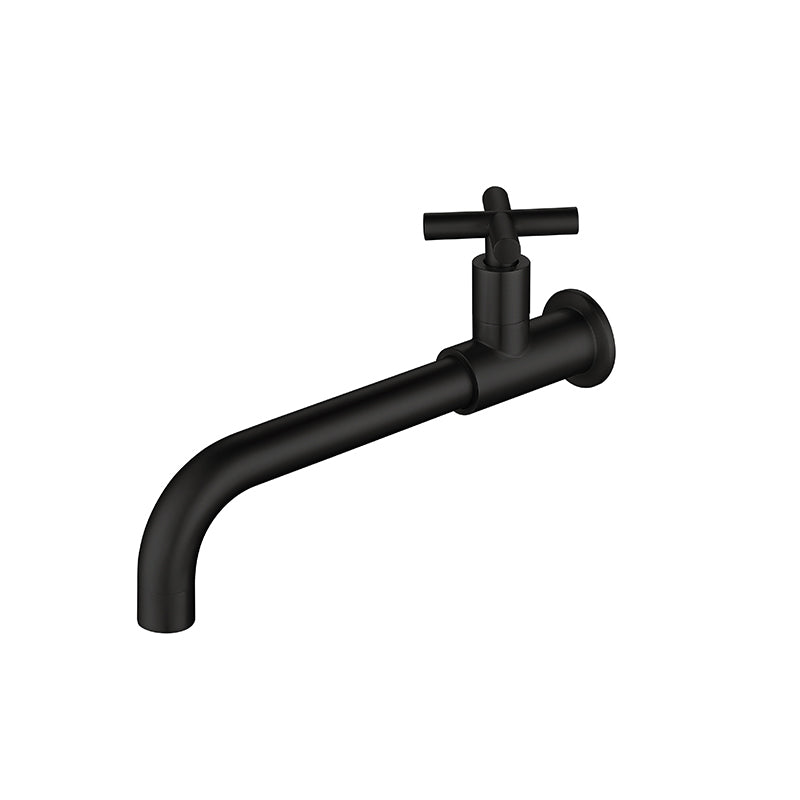 Widespread Wall Mounted Bathroom Sink Faucet Cross Handle Low Arc Faucet Black 21cm Top Handle Clearhalo 'Bathroom Remodel & Bathroom Fixtures' 'Bathroom Sink Faucets' 'Bathroom Sinks & Faucet Components' 'bathroom_sink_faucets' 'Home Improvement' 'home_improvement' 'home_improvement_bathroom_sink_faucets' 7221184