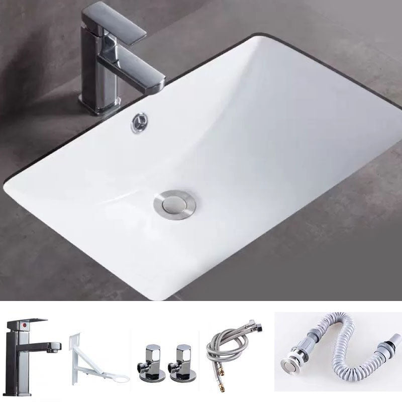 Bathroom Sink Ceramic Rod Handle Faucet Anti-spill Bathroom Sink 21.9"L x 14.4"W x 7.3"H Sink with Faucet Clearhalo 'Bathroom Remodel & Bathroom Fixtures' 'Bathroom Sinks & Faucet Components' 'Bathroom Sinks' 'bathroom_sink' 'Home Improvement' 'home_improvement' 'home_improvement_bathroom_sink' 7221393