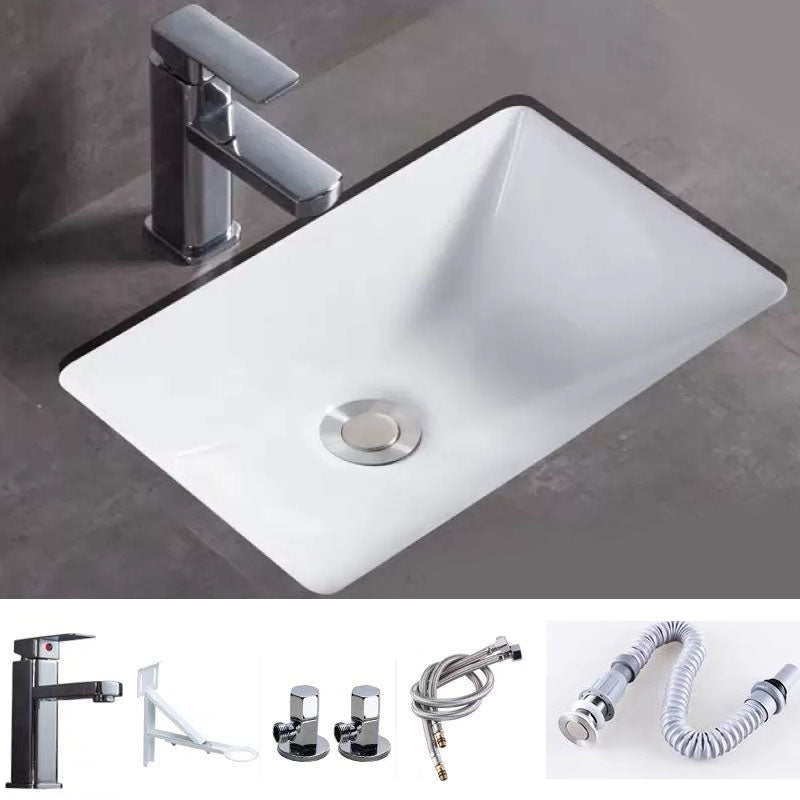 Bathroom Sink Ceramic Rod Handle Faucet Anti-spill Bathroom Sink 16"L x 11"W x 6"H Sink with Faucet Clearhalo 'Bathroom Remodel & Bathroom Fixtures' 'Bathroom Sinks & Faucet Components' 'Bathroom Sinks' 'bathroom_sink' 'Home Improvement' 'home_improvement' 'home_improvement_bathroom_sink' 7221397