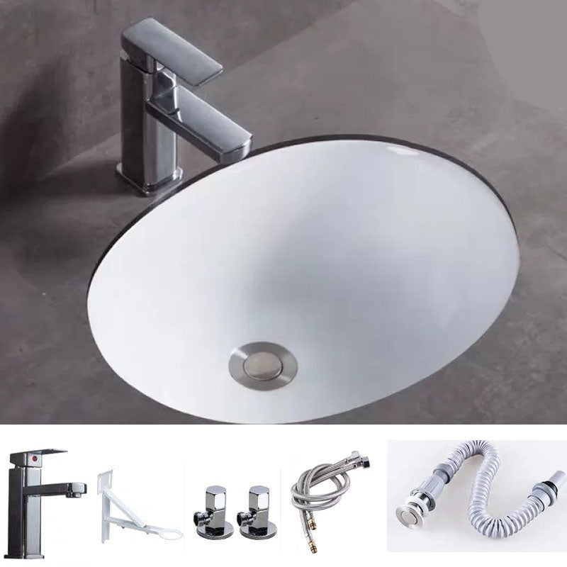 Bathroom Sink Ceramic Rod Handle Faucet Anti-spill Bathroom Sink 17"L x 14"W x 7"H Sink with Faucet Clearhalo 'Bathroom Remodel & Bathroom Fixtures' 'Bathroom Sinks & Faucet Components' 'Bathroom Sinks' 'bathroom_sink' 'Home Improvement' 'home_improvement' 'home_improvement_bathroom_sink' 7221408