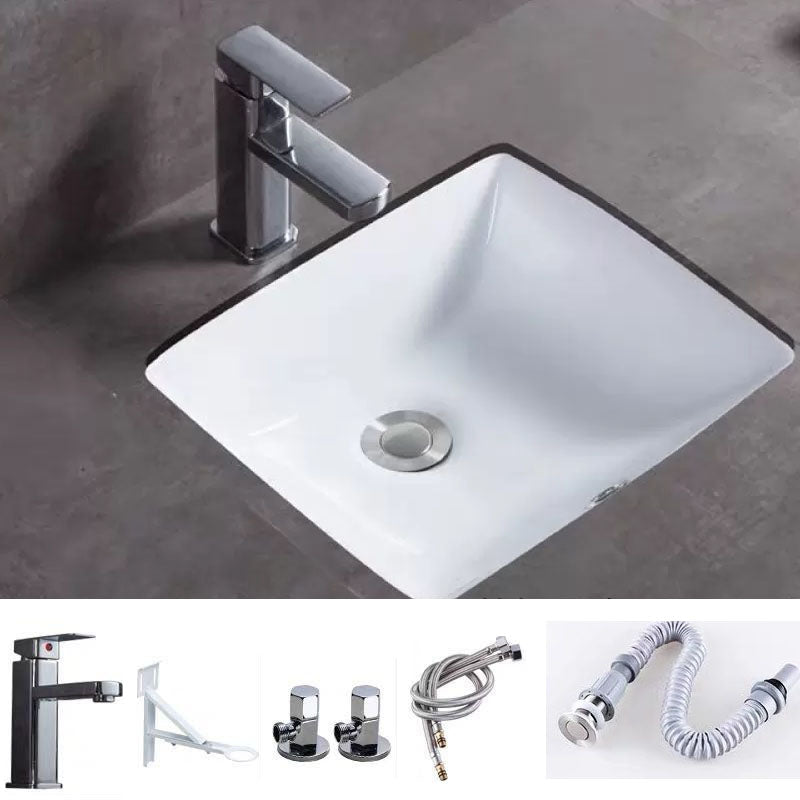 Bathroom Sink Ceramic Rod Handle Faucet Anti-spill Bathroom Sink 15"L x 13"W x 6"H Sink with Faucet Clearhalo 'Bathroom Remodel & Bathroom Fixtures' 'Bathroom Sinks & Faucet Components' 'Bathroom Sinks' 'bathroom_sink' 'Home Improvement' 'home_improvement' 'home_improvement_bathroom_sink' 7221410