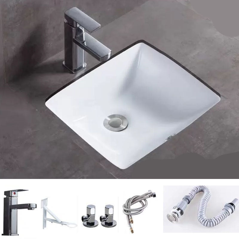 Bathroom Sink Ceramic Rod Handle Faucet Anti-spill Bathroom Sink 13"L x 11"W x 6"H Sink with Faucet Clearhalo 'Bathroom Remodel & Bathroom Fixtures' 'Bathroom Sinks & Faucet Components' 'Bathroom Sinks' 'bathroom_sink' 'Home Improvement' 'home_improvement' 'home_improvement_bathroom_sink' 7221412