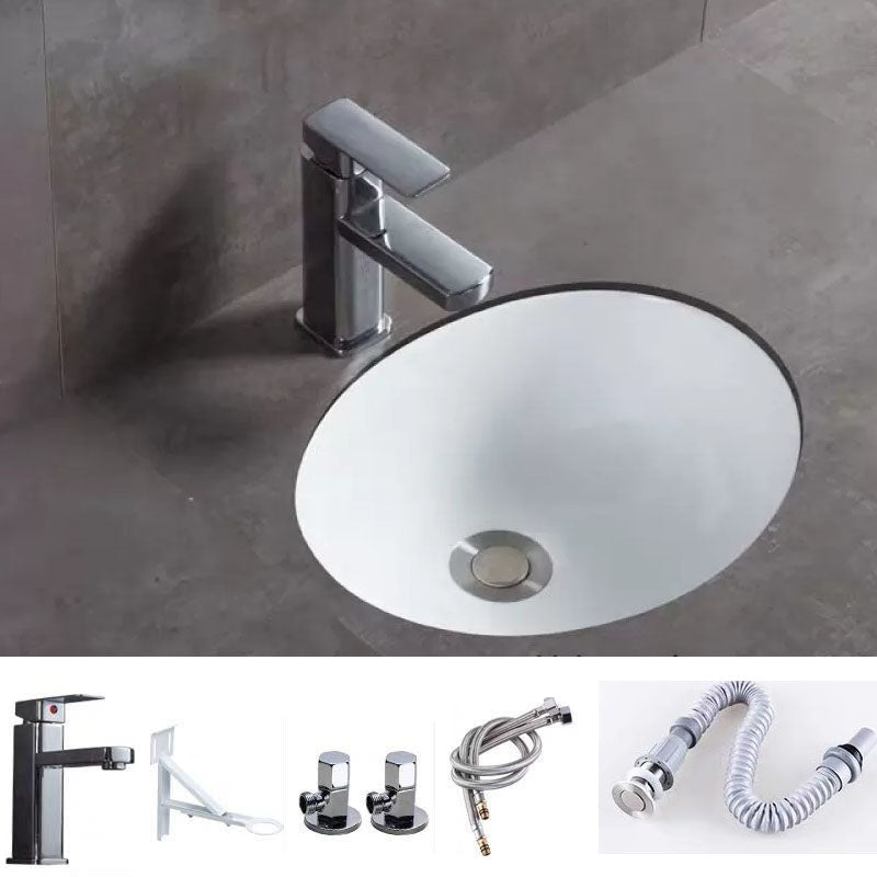 Bathroom Sink Ceramic Rod Handle Faucet Anti-spill Bathroom Sink 13"L x 11"W x 7"H Sink with Faucet Clearhalo 'Bathroom Remodel & Bathroom Fixtures' 'Bathroom Sinks & Faucet Components' 'Bathroom Sinks' 'bathroom_sink' 'Home Improvement' 'home_improvement' 'home_improvement_bathroom_sink' 7221414