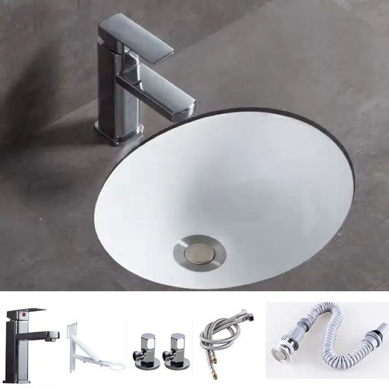 Bathroom Sink Ceramic Rod Handle Faucet Anti-spill Bathroom Sink 14"L x 12"W x 6"H Sink with Faucet Clearhalo 'Bathroom Remodel & Bathroom Fixtures' 'Bathroom Sinks & Faucet Components' 'Bathroom Sinks' 'bathroom_sink' 'Home Improvement' 'home_improvement' 'home_improvement_bathroom_sink' 7221415