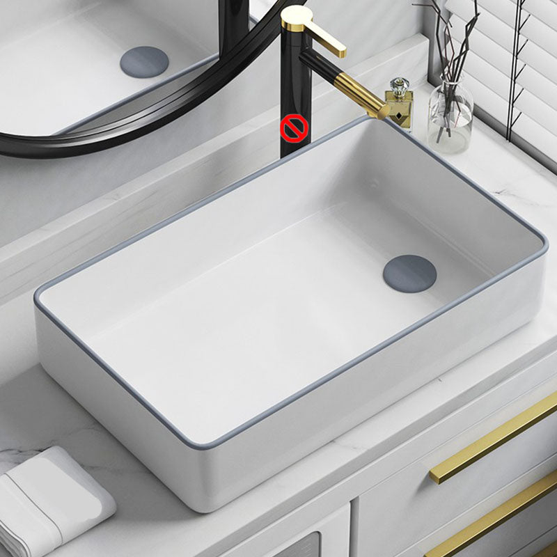 Bathroom Sink Ceramic Rectangular Faucet Single Rod Handle Sink Grey Sink Clearhalo 'Bathroom Remodel & Bathroom Fixtures' 'Bathroom Sinks & Faucet Components' 'Bathroom Sinks' 'bathroom_sink' 'Home Improvement' 'home_improvement' 'home_improvement_bathroom_sink' 7221443