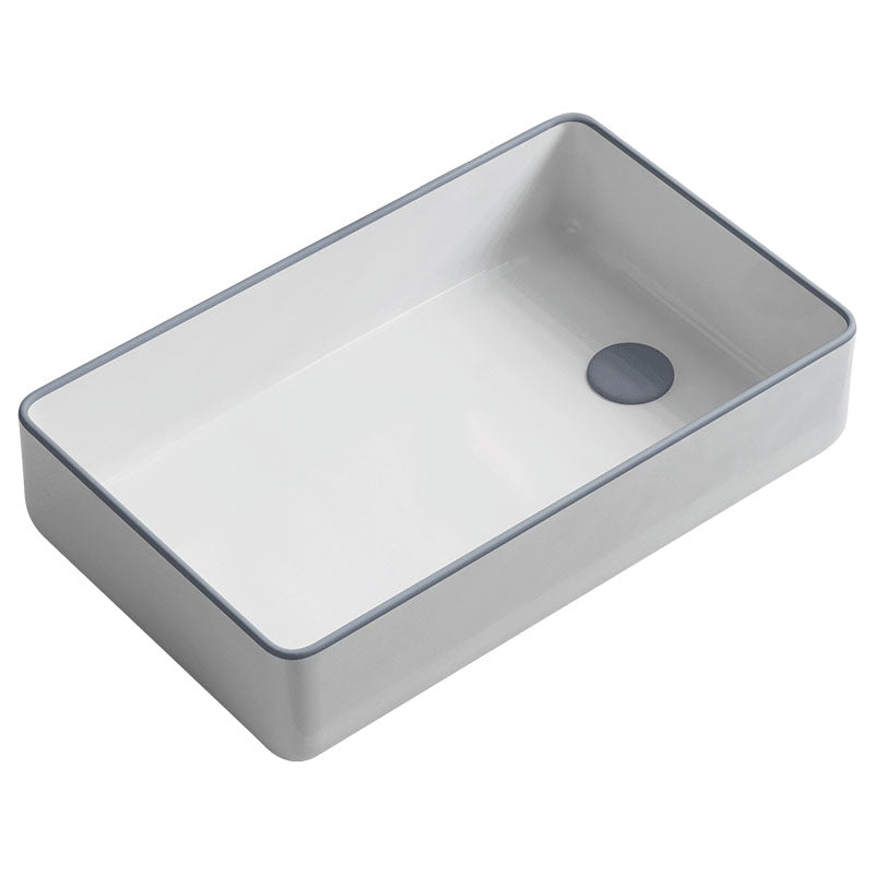 Bathroom Sink Ceramic Rectangular Faucet Single Rod Handle Sink Clearhalo 'Bathroom Remodel & Bathroom Fixtures' 'Bathroom Sinks & Faucet Components' 'Bathroom Sinks' 'bathroom_sink' 'Home Improvement' 'home_improvement' 'home_improvement_bathroom_sink' 7221450