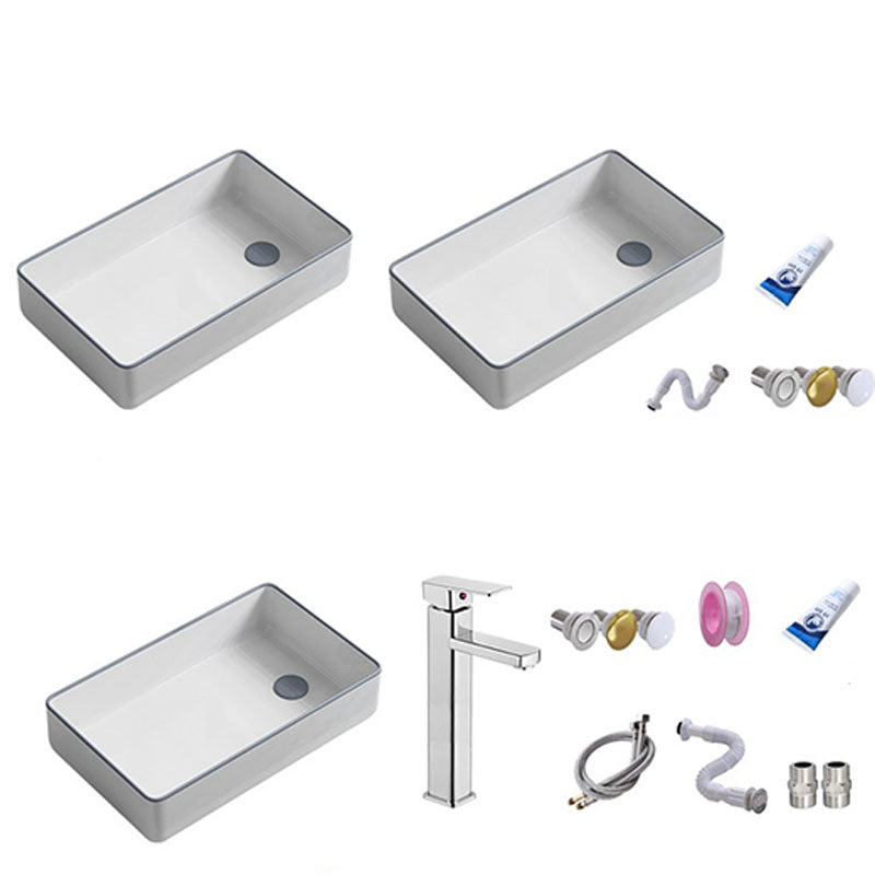 Bathroom Sink Ceramic Rectangular Faucet Single Rod Handle Sink Clearhalo 'Bathroom Remodel & Bathroom Fixtures' 'Bathroom Sinks & Faucet Components' 'Bathroom Sinks' 'bathroom_sink' 'Home Improvement' 'home_improvement' 'home_improvement_bathroom_sink' 7221454