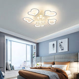 Acrylic Loving Heart Flush Ceiling Light with Crystal Ball Living Room Luxurious LED Ceiling Lamp in White Clearhalo 'Ceiling Lights' 'Close To Ceiling Lights' 'Close to ceiling' 'Semi-flushmount' Lighting' 72236