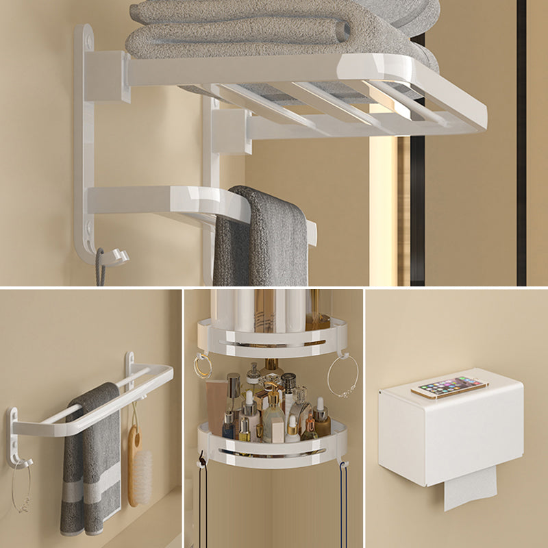 Modern White Bathroom Accessory Kit Bath Shelf Towel Bar Bath Hardware Set 5-Piece Set (Toilet Paper Holder) Clearhalo 'Bathroom Hardware Sets' 'Bathroom Hardware' 'Bathroom Remodel & Bathroom Fixtures' 'bathroom_hardware_sets' 'Home Improvement' 'home_improvement' 'home_improvement_bathroom_hardware_sets' 7225684