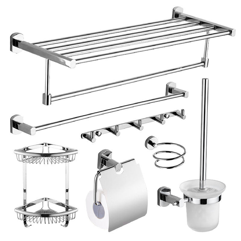 Modern Bath Hardware Set Stainless Steel Paper Holder Towel Bar Bathroom Accessory Kit Clearhalo 'Bathroom Hardware Sets' 'Bathroom Hardware' 'Bathroom Remodel & Bathroom Fixtures' 'bathroom_hardware_sets' 'Home Improvement' 'home_improvement' 'home_improvement_bathroom_hardware_sets' 7225726