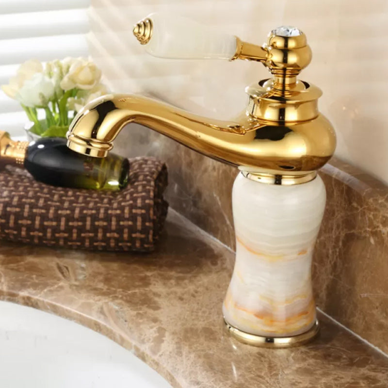 Luxury Vessel Faucet Lever Handle Low Arc Vessel Sink Bathroom Faucet Yellow/ White Drum Clearhalo 'Bathroom Remodel & Bathroom Fixtures' 'Bathroom Sink Faucets' 'Bathroom Sinks & Faucet Components' 'bathroom_sink_faucets' 'Home Improvement' 'home_improvement' 'home_improvement_bathroom_sink_faucets' 7227230