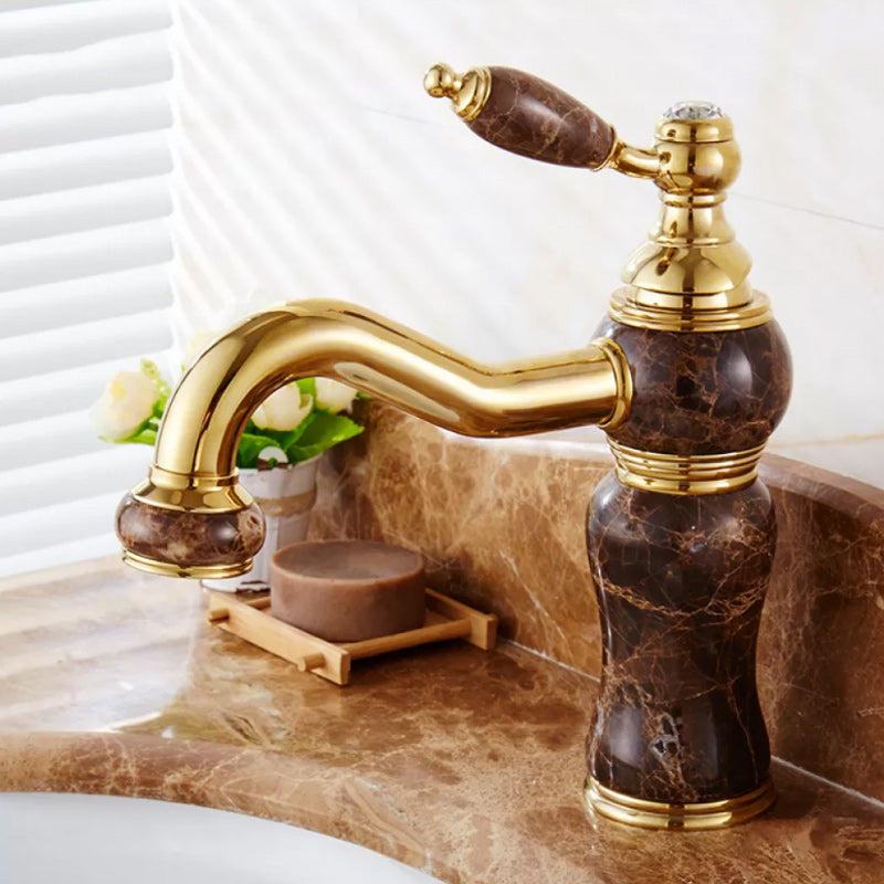 Luxury Vessel Faucet Lever Handle Low Arc Vessel Sink Bathroom Faucet Coffee Swivel Faucet Clearhalo 'Bathroom Remodel & Bathroom Fixtures' 'Bathroom Sink Faucets' 'Bathroom Sinks & Faucet Components' 'bathroom_sink_faucets' 'Home Improvement' 'home_improvement' 'home_improvement_bathroom_sink_faucets' 7227234