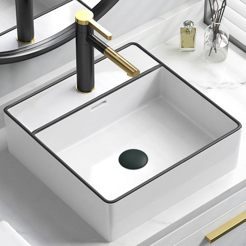 Bathroom Ceramic Sink Rectangular Rod Single Handle Faucet Sink Clearhalo 'Bathroom Remodel & Bathroom Fixtures' 'Bathroom Sinks & Faucet Components' 'Bathroom Sinks' 'bathroom_sink' 'Home Improvement' 'home_improvement' 'home_improvement_bathroom_sink' 7227311