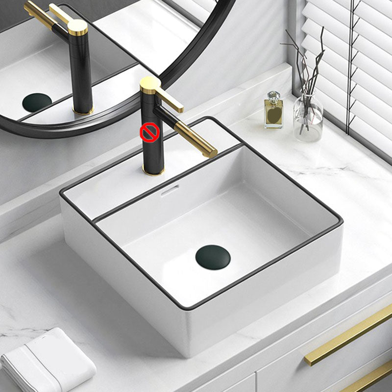 Bathroom Ceramic Sink Rectangular Rod Single Handle Faucet Sink Sink Clearhalo 'Bathroom Remodel & Bathroom Fixtures' 'Bathroom Sinks & Faucet Components' 'Bathroom Sinks' 'bathroom_sink' 'Home Improvement' 'home_improvement' 'home_improvement_bathroom_sink' 7227313