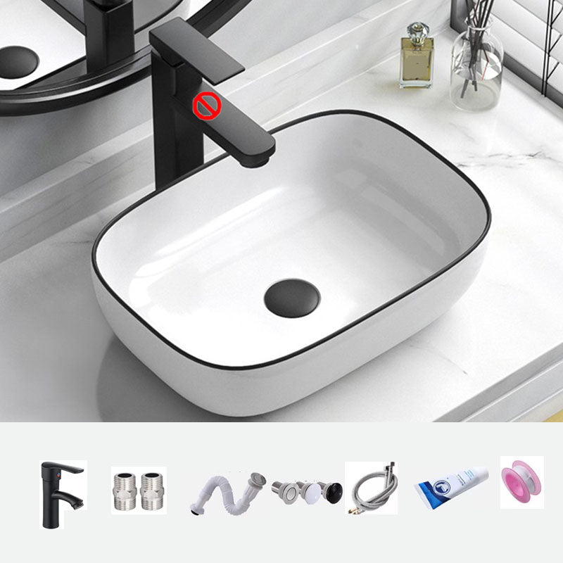 Bathroom Ceramic Sink Rectangular Rod Single Handle Faucet Sink Sink & Drain Assembly & Faucet Clearhalo 'Bathroom Remodel & Bathroom Fixtures' 'Bathroom Sinks & Faucet Components' 'Bathroom Sinks' 'bathroom_sink' 'Home Improvement' 'home_improvement' 'home_improvement_bathroom_sink' 7227325