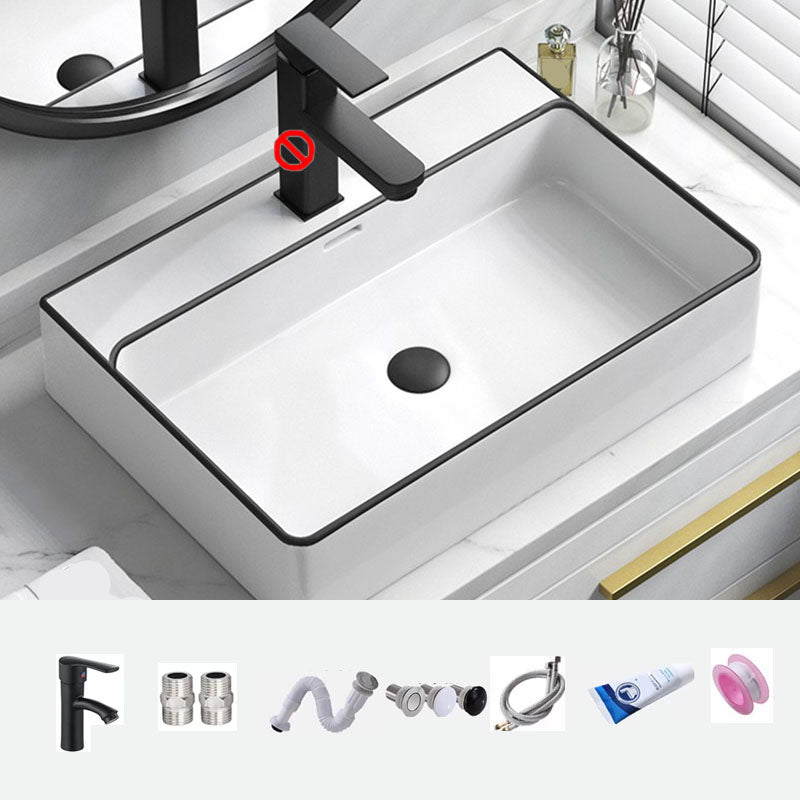 Bathroom Ceramic Sink Rectangular Rod Single Handle Faucet Sink Sink & Drain Assembly & Faucet Clearhalo 'Bathroom Remodel & Bathroom Fixtures' 'Bathroom Sinks & Faucet Components' 'Bathroom Sinks' 'bathroom_sink' 'Home Improvement' 'home_improvement' 'home_improvement_bathroom_sink' 7227327