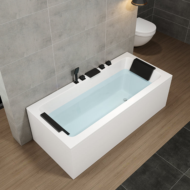 Back to Wall Soaking Antique Finish Bath Rectangular Modern Bath Tub 67"L x 30"W x 22"H Tub with Black 5-Piece Set Clearhalo 'Bathroom Remodel & Bathroom Fixtures' 'Bathtubs' 'Home Improvement' 'home_improvement' 'home_improvement_bathtubs' 'Showers & Bathtubs' 7230241