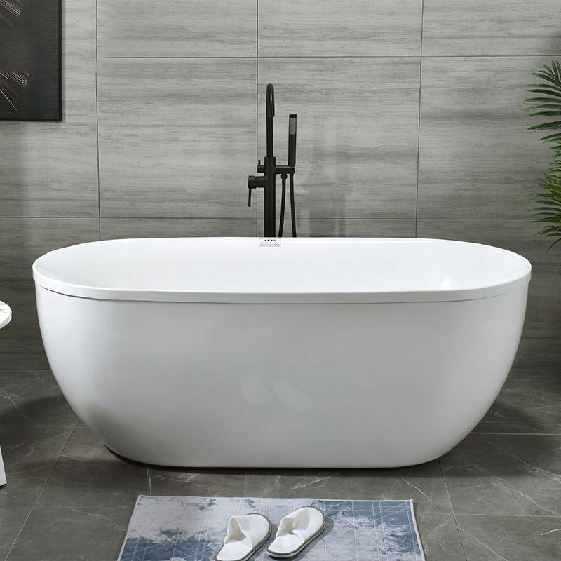 Antique Finish Oval Stand Alone Bathtub Soaking Modern Bath Tub(Board not Included) Black 59"L x 29"W x 24"H Tub with Freestanding Tub Fillers Clearhalo 'Bathroom Remodel & Bathroom Fixtures' 'Bathtubs' 'Home Improvement' 'home_improvement' 'home_improvement_bathtubs' 'Showers & Bathtubs' 7230298