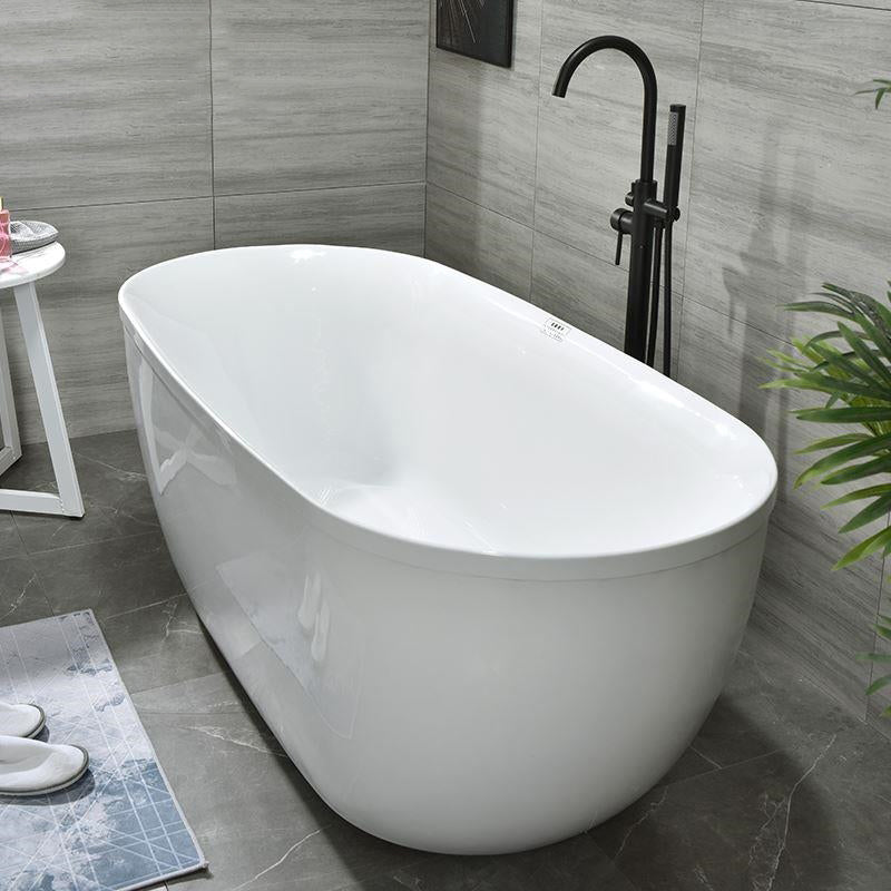 Antique Finish Oval Stand Alone Bathtub Soaking Modern Bath Tub(Board not Included) Black 55"L x 29"W x 24"H Tub with Freestanding Tub Fillers Clearhalo 'Bathroom Remodel & Bathroom Fixtures' 'Bathtubs' 'Home Improvement' 'home_improvement' 'home_improvement_bathtubs' 'Showers & Bathtubs' 7230300